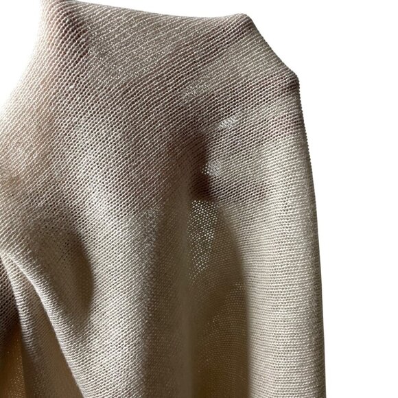 Tahari Women's S  Lightweight Linen Blend Crew Neck Sweater Buttons Pullover Bei - Picture 6 of 8